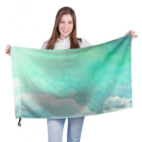 Флаг 3D с принтом Облако в Санкт-Петербурге, 100% полиэстер | плотность ткани — 95 г/м2, размер — 67 х 109 см. Принт наносится с одной стороны | абстракт | вектор | звезды | зеленый | красиво | небо | облако | синий | узор