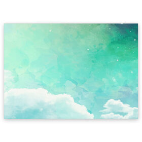 Поздравительная открытка с принтом Облако в Санкт-Петербурге, 100% бумага | плотность бумаги 280 г/м2, матовая, на обратной стороне линовка и место для марки
 | абстракт | вектор | звезды | зеленый | красиво | небо | облако | синий | узор