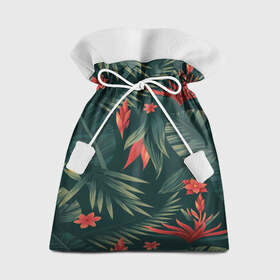 Подарочный 3D мешок с принтом Тропики в Санкт-Петербурге, 100% полиэстер | Размер: 29*39 см | вектор | джунгли | дизайн | зеленый | красиво | красный | лес | лето | папоротник | тропики | тропические листья
