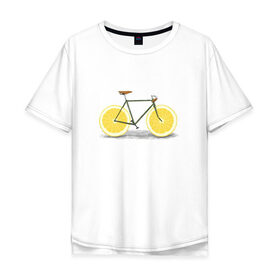 Мужская футболка хлопок Oversize с принтом Велосипед в Санкт-Петербурге, 100% хлопок | свободный крой, круглый ворот, “спинка” длиннее передней части | Тематика изображения на принте: bike | вело | велосипед | лимон