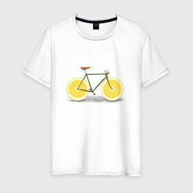 Мужская футболка хлопок с принтом Велосипед в Санкт-Петербурге, 100% хлопок | прямой крой, круглый вырез горловины, длина до линии бедер, слегка спущенное плечо. | bike | вело | велосипед | лимон
