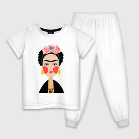 Детская пижама хлопок с принтом Фрида Кало в Санкт-Петербурге, 100% хлопок |  брюки и футболка прямого кроя, без карманов, на брюках мягкая резинка на поясе и по низу штанин
 | frida kahlo de rivera | фрида кало