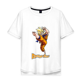 Мужская футболка хлопок Oversize с принтом DRAGON BALL в Санкт-Петербурге, 100% хлопок | свободный крой, круглый ворот, “спинка” длиннее передней части | 