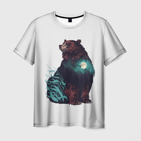 Мужская футболка 3D с принтом Дух природы в Санкт-Петербурге, 100% полиэфир | прямой крой, круглый вырез горловины, длина до линии бедер | bear | pooh | win dooh | winnie | винни | дикий | зверь | медведь | пух | символ