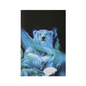 Обложка для паспорта матовая кожа с принтом Мишка на Севере в Санкт-Петербурге, натуральная матовая кожа | размер 19,3 х 13,7 см; прозрачные пластиковые крепления | bear | pooh | win dooh | winnie | арктика | винни | дикий | зверь | медведь | пух | север | символ | снег
