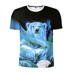Мужская футболка 3D спортивная с принтом Мишка на Севере в Санкт-Петербурге, 100% полиэстер с улучшенными характеристиками | приталенный силуэт, круглая горловина, широкие плечи, сужается к линии бедра | bear | pooh | win dooh | winnie | арктика | винни | дикий | зверь | медведь | пух | север | символ | снег