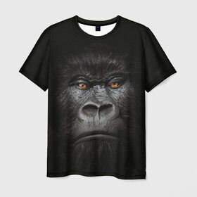Мужская футболка 3D с принтом Горилла 3D в Санкт-Петербурге, 100% полиэфир | прямой крой, круглый вырез горловины, длина до линии бедер | Тематика изображения на принте: горилла | животные | обезьянка