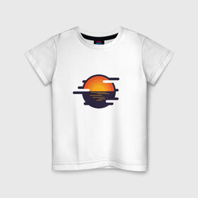 Детская футболка хлопок с принтом Морской закат в Санкт-Петербурге, 100% хлопок | круглый вырез горловины, полуприлегающий силуэт, длина до линии бедер | волны | восход | геометрия | закат | минимализм | море | отражение | солнце