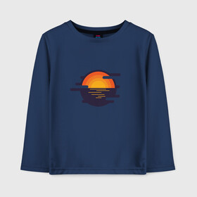 Детский лонгслив хлопок с принтом Морской закат в Санкт-Петербурге, 100% хлопок | круглый вырез горловины, полуприлегающий силуэт, длина до линии бедер | волны | восход | геометрия | закат | минимализм | море | отражение | солнце