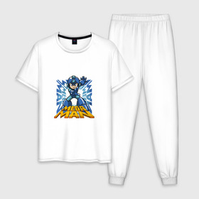 Мужская пижама хлопок с принтом Megaman в Санкт-Петербурге, 100% хлопок | брюки и футболка прямого кроя, без карманов, на брюках мягкая резинка на поясе и по низу штанин
 | 