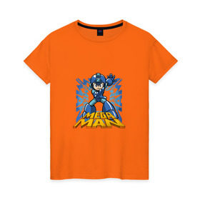 Женская футболка хлопок с принтом Megaman в Санкт-Петербурге, 100% хлопок | прямой крой, круглый вырез горловины, длина до линии бедер, слегка спущенное плечо | 
