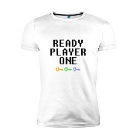 Мужская футболка премиум с принтом Ready Player One в Санкт-Петербурге, 92% хлопок, 8% лайкра | приталенный силуэт, круглый вырез ворота, длина до линии бедра, короткий рукав | Тематика изображения на принте: 