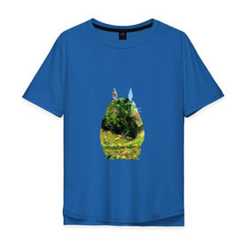 Мужская футболка хлопок Oversize с принтом Тоторо в Санкт-Петербурге, 100% хлопок | свободный крой, круглый ворот, “спинка” длиннее передней части | art | hayao miyazaki | mei kusakabe | tonari no totoro | берлога | лапа | лес | мой сосед тоторо | хаяо миядзаки