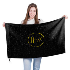 Флаг 3D с принтом TOP BLACK SPACE в Санкт-Петербурге, 100% полиэстер | плотность ткани — 95 г/м2, размер — 67 х 109 см. Принт наносится с одной стороны | 21 pilots | 21p | music | rock | top | trench | twenty one pilots | группа | музыка | рок