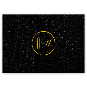 Поздравительная открытка с принтом TOP BLACK SPACE в Санкт-Петербурге, 100% бумага | плотность бумаги 280 г/м2, матовая, на обратной стороне линовка и место для марки
 | 21 pilots | 21p | music | rock | top | trench | twenty one pilots | группа | музыка | рок