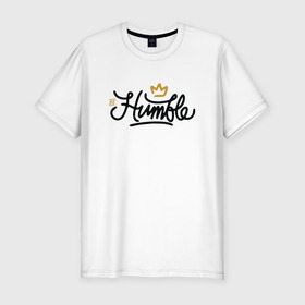 Мужская футболка хлопок Slim с принтом HUMBLE в Санкт-Петербурге, 92% хлопок, 8% лайкра | приталенный силуэт, круглый вырез ворота, длина до линии бедра, короткий рукав | humble | kendrick lamar | кендрик ламар