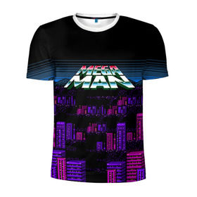 Мужская футболка 3D спортивная с принтом Megaman city в Санкт-Петербурге, 100% полиэстер с улучшенными характеристиками | приталенный силуэт, круглая горловина, широкие плечи, сужается к линии бедра | maga man | megaman