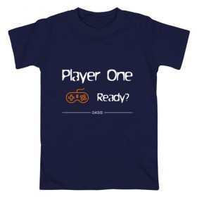 Мужская футболка хлопок с принтом Ready Player One в Санкт-Петербурге, 100% хлопок | прямой крой, круглый вырез горловины, длина до линии бедер, слегка спущенное плечо. | Тематика изображения на принте: 