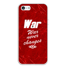 Чехол для iPhone 5/5S матовый с принтом WAR NEVER CHANGES в Санкт-Петербурге, Силикон | Область печати: задняя сторона чехла, без боковых панелей | Тематика изображения на принте: 101 | 111 | 76 | atom cats | bethesda | brotherhood of steel | fallout | nuka cola | outcast | tunnel snakes | vault | war | братство стали | бункер | война | убежище | фолаут | фоллаут | ядеркола