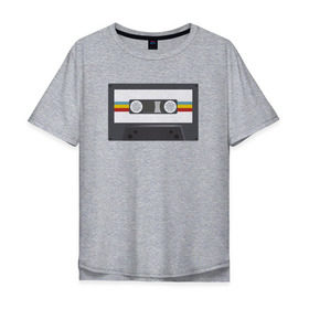 Мужская футболка хлопок Oversize с принтом Компакт-кассета в Санкт-Петербурге, 100% хлопок | свободный крой, круглый ворот, “спинка” длиннее передней части | 90 е | арт | аудиокассета | дизайн | компакт кассета | магнитола | музыка | ретро