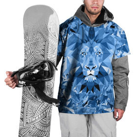 Накидка на куртку 3D с принтом Сине-бело-голубой лев в Санкт-Петербурге, 100% полиэстер |  | fczp | spb | zenit | белый | геометрия | зенит | питер | санкт петербург | синий | спб | треугольники