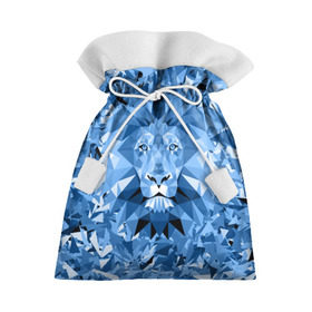 Подарочный 3D мешок с принтом Сине-бело-голубой лев в Санкт-Петербурге, 100% полиэстер | Размер: 29*39 см | fczp | spb | zenit | белый | геометрия | зенит | питер | санкт петербург | синий | спб | треугольники