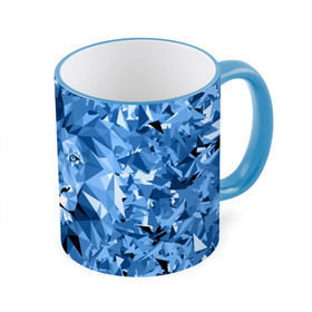 Кружка 3D с принтом Сине-бело-голубой лев в Санкт-Петербурге, керамика | ёмкость 330 мл | fczp | spb | zenit | белый | геометрия | зенит | питер | санкт петербург | синий | спб | треугольники