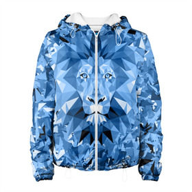 Женская куртка 3D с принтом Сине-бело-голубой лев в Санкт-Петербурге, ткань верха — 100% полиэстер, подклад — флис | прямой крой, подол и капюшон оформлены резинкой с фиксаторами, два кармана без застежек по бокам, один большой потайной карман на груди. Карман на груди застегивается на липучку | fczp | spb | zenit | белый | геометрия | зенит | питер | санкт петербург | синий | спб | треугольники