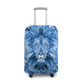 Чехол для чемодана 3D с принтом Сине-бело-голубой лев в Санкт-Петербурге, 86% полиэфир, 14% спандекс | двустороннее нанесение принта, прорези для ручек и колес | fczp | spb | zenit | белый | геометрия | зенит | питер | санкт петербург | синий | спб | треугольники
