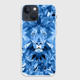 Чехол для iPhone 13 mini с принтом Сине бело голубой лев в Санкт-Петербурге,  |  | fczp | spb | zenit | белый | геометрия | зенит | питер | санкт петербург | синий | спб | треугольники