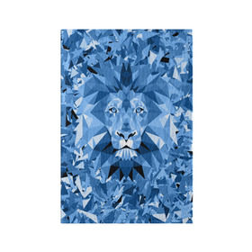 Обложка для паспорта матовая кожа с принтом Сине-бело-голубой лев в Санкт-Петербурге, натуральная матовая кожа | размер 19,3 х 13,7 см; прозрачные пластиковые крепления | fczp | spb | zenit | белый | геометрия | зенит | питер | санкт петербург | синий | спб | треугольники