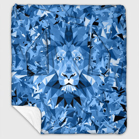 Плед с рукавами с принтом Сине-бело-голубой лев в Санкт-Петербурге, 100% полиэстер | Закругленные углы, все края обработаны. Ткань не мнется и не растягивается. Размер 170*145 | fczp | spb | zenit | белый | геометрия | зенит | питер | санкт петербург | синий | спб | треугольники