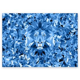 Поздравительная открытка с принтом Сине-бело-голубой лев в Санкт-Петербурге, 100% бумага | плотность бумаги 280 г/м2, матовая, на обратной стороне линовка и место для марки
 | Тематика изображения на принте: fczp | spb | zenit | белый | геометрия | зенит | питер | санкт петербург | синий | спб | треугольники