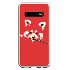 Чехол для Samsung Galaxy S10 с принтом Красная панда в Санкт-Петербурге, Силикон | Область печати: задняя сторона чехла, без боковых панелей | енот | кисть | лиса | малая панда | художник