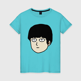Женская футболка хлопок с принтом Моб в Санкт-Петербурге, 100% хлопок | прямой крой, круглый вырез горловины, длина до линии бедер, слегка спущенное плечо | anime | mob psycho 100 | shigeo kageyama | аниме | моб психо 100