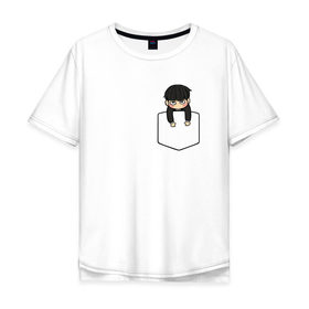 Мужская футболка хлопок Oversize с принтом Моб в кармане в Санкт-Петербурге, 100% хлопок | свободный крой, круглый ворот, “спинка” длиннее передней части | anime | mob psycho 100 | shigeo kageyama | аниме | моб психо 100