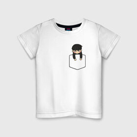 Детская футболка хлопок с принтом Моб в кармане в Санкт-Петербурге, 100% хлопок | круглый вырез горловины, полуприлегающий силуэт, длина до линии бедер | Тематика изображения на принте: anime | mob psycho 100 | shigeo kageyama | аниме | моб психо 100
