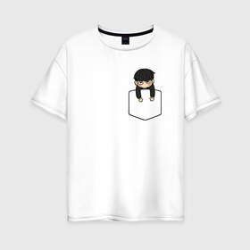 Женская футболка хлопок Oversize с принтом Моб в кармане в Санкт-Петербурге, 100% хлопок | свободный крой, круглый ворот, спущенный рукав, длина до линии бедер
 | anime | mob psycho 100 | shigeo kageyama | аниме | моб психо 100