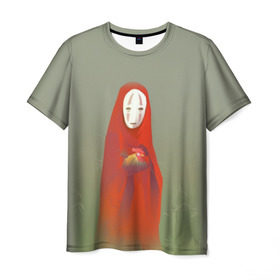 Мужская футболка 3D с принтом Унесенные призраками в Санкт-Петербурге, 100% полиэфир | прямой крой, круглый вырез горловины, длина до линии бедер | Тематика изображения на принте: spirited away | аниме | безликий | унесённые призраками | хаяо миядзаки
