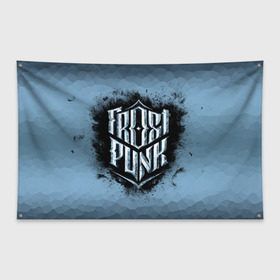 Флаг-баннер с принтом Frostpunk Logo в Санкт-Петербурге, 100% полиэстер | размер 67 х 109 см, плотность ткани — 95 г/м2; по краям флага есть четыре люверса для крепления | frost punk | frostpunk | фрост панк | фростпанк