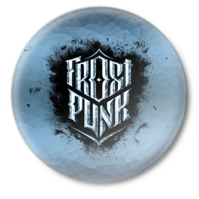 Значок с принтом Frostpunk Logo в Санкт-Петербурге,  металл | круглая форма, металлическая застежка в виде булавки | frost punk | frostpunk | фрост панк | фростпанк