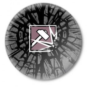 Значок с принтом R6S SLEDGE в Санкт-Петербурге,  металл | круглая форма, металлическая застежка в виде булавки | 6 | cybersport | esport | logo | pro league | rainbow | rainbow six siege | six | sledge | team | киберспорт | лого | радуга осада
