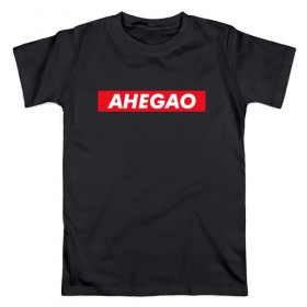 Мужская футболка хлопок с принтом Ahegao в Санкт-Петербурге, 100% хлопок | прямой крой, круглый вырез горловины, длина до линии бедер, слегка спущенное плечо. | ahegao | anime | аниме | ахегао