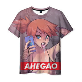 Мужская футболка 3D с принтом Poke Ahegao в Санкт-Петербурге, 100% полиэфир | прямой крой, круглый вырез горловины, длина до линии бедер | ahegao | anime | pokemon | аниме | ахегао | покемон