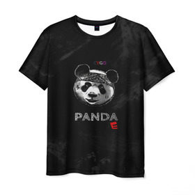 Мужская футболка 3D с принтом Cygo - panda E в Санкт-Петербурге, 100% полиэфир | прямой крой, круглый вырез горловины, длина до линии бедер | Тематика изображения на принте: cygo | panda e | rap | бандана | гепард | голова | леонид вакальчук | медведь | мы бежим с тобой как будто от гепарда | надпись | панда е | реп | репер | рэп | рэпер | сайго | суго | цуго
