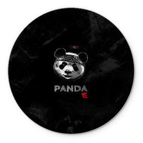 Коврик для мышки круглый с принтом Cygo - panda E в Санкт-Петербурге, резина и полиэстер | круглая форма, изображение наносится на всю лицевую часть | cygo | panda e | rap | бандана | гепард | голова | леонид вакальчук | медведь | мы бежим с тобой как будто от гепарда | надпись | панда е | реп | репер | рэп | рэпер | сайго | суго | цуго