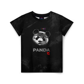 Детская футболка 3D с принтом Cygo - panda E в Санкт-Петербурге, 100% гипоаллергенный полиэфир | прямой крой, круглый вырез горловины, длина до линии бедер, чуть спущенное плечо, ткань немного тянется | Тематика изображения на принте: cygo | panda e | rap | бандана | гепард | голова | леонид вакальчук | медведь | мы бежим с тобой как будто от гепарда | надпись | панда е | реп | репер | рэп | рэпер | сайго | суго | цуго