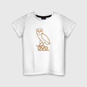 Детская футболка хлопок с принтом OVO owl в Санкт-Петербурге, 100% хлопок | круглый вырез горловины, полуприлегающий силуэт, длина до линии бедер | drake | hotlinebling | more life | ovo | sixgod | дрейк