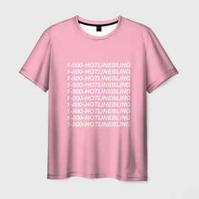 Мужская футболка 3D с принтом Hotlinebling в Санкт-Петербурге, 100% полиэфир | прямой крой, круглый вырез горловины, длина до линии бедер | Тематика изображения на принте: drake | hotlinebling | more life | ovo | sixgod | дрейк