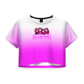 Женская футболка 3D укороченная с принтом BLACKPINK в Санкт-Петербурге, 100% полиэстер | круглая горловина, длина футболки до линии талии, рукава с отворотами | blackpink | k pop | блэк пинк | дженни | джису | лис | розэ